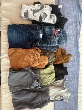 2T Mixed Bottoms Bundle - Neutral Greens, Grays, Denim & Brown